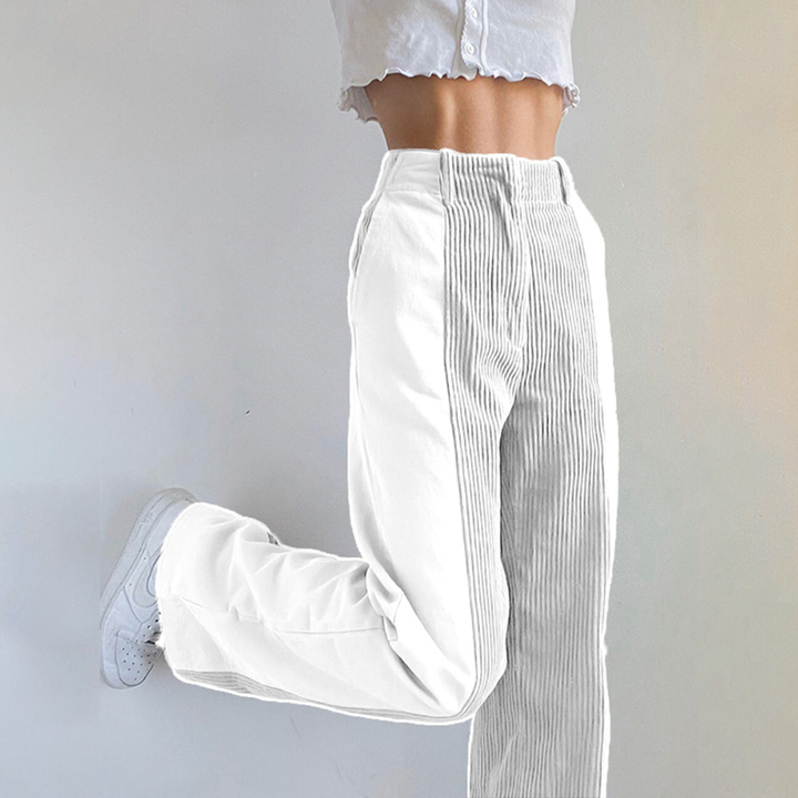 Women's High Waist Corduroy Pants with Belt Loops | Wide Leg