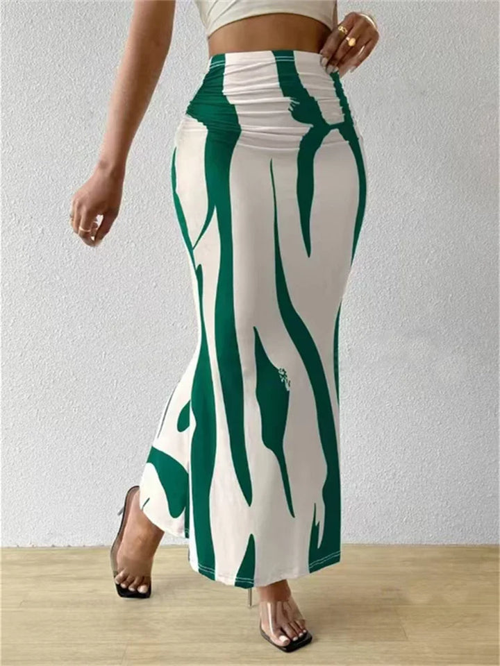 Women's High Waist Maxi Skirt with Abstract Print | Mermaid