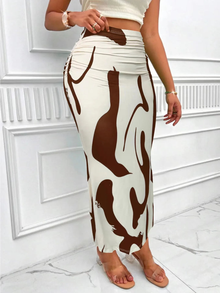 Women's High Waist Maxi Skirt with Abstract Print | Mermaid
