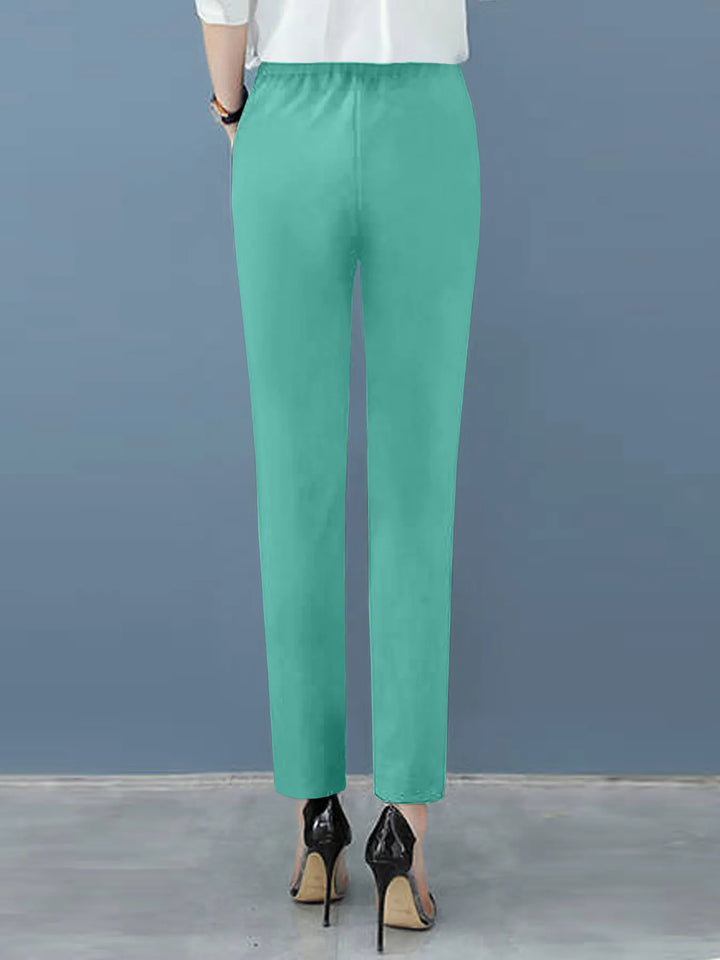 Women's High Waist Work Pants with Pleats & Pockets | Tapered