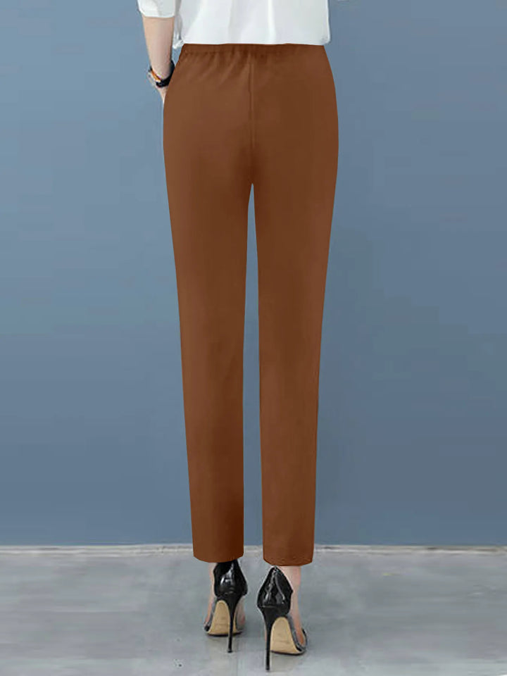 Women's High Waist Work Pants with Pleats & Pockets | Tapered