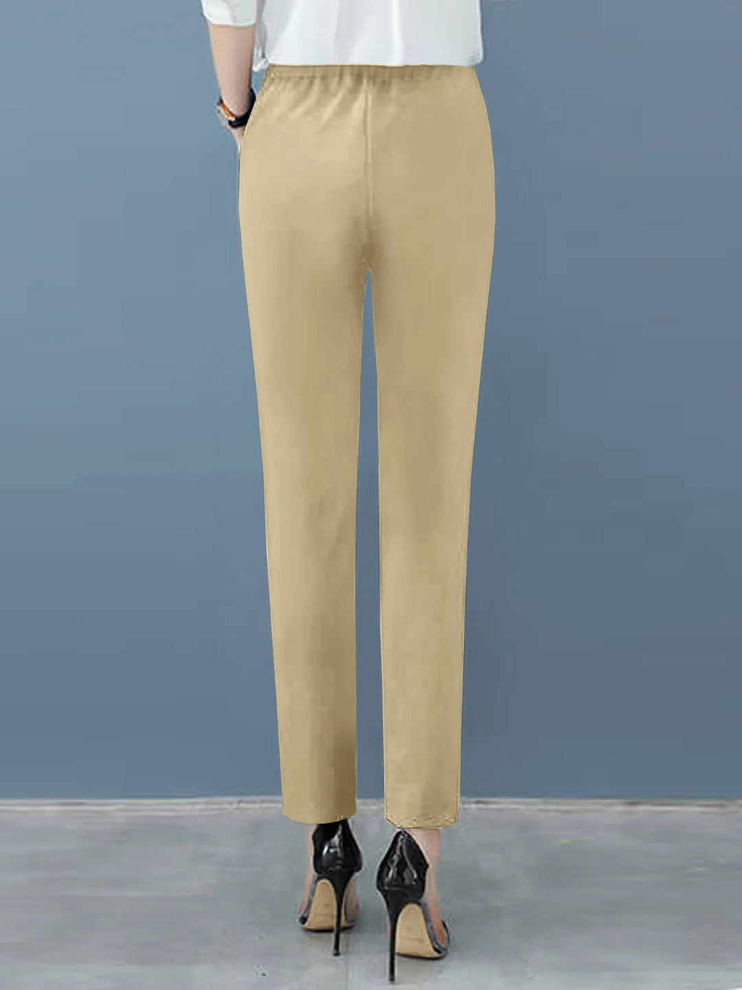 Women's High Waist Work Pants with Pleats & Pockets | Tapered