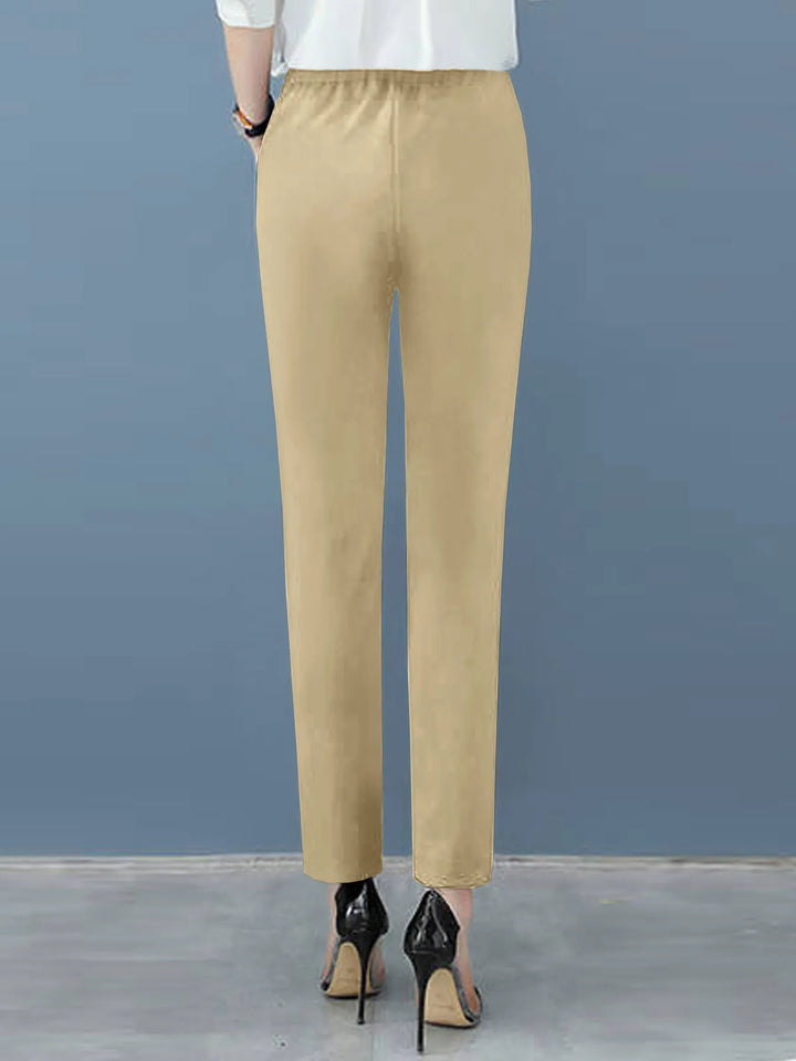 Women's High Waist Work Pants with Pleats & Pockets | Tapered