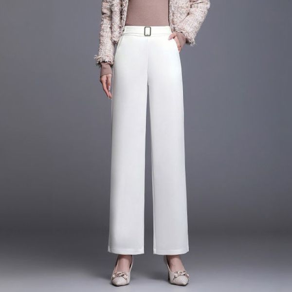 Women's High Waist Work Pants with Side Pockets | Wide Leg
