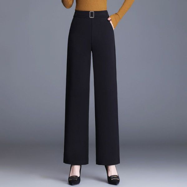 Women's High Waist Work Pants with Side Pockets | Wide Leg