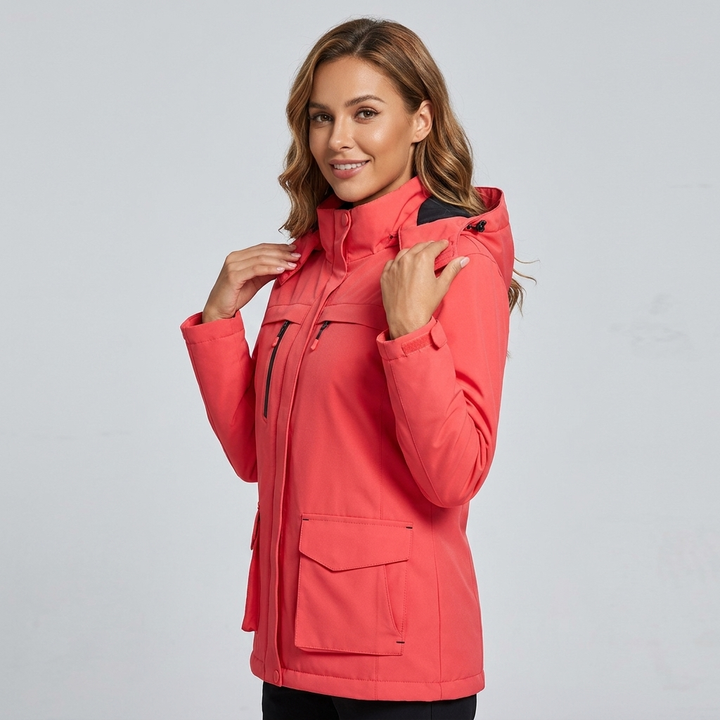 Women's Hooded Heated Jacket with USB Power & Pockets | Full Zip