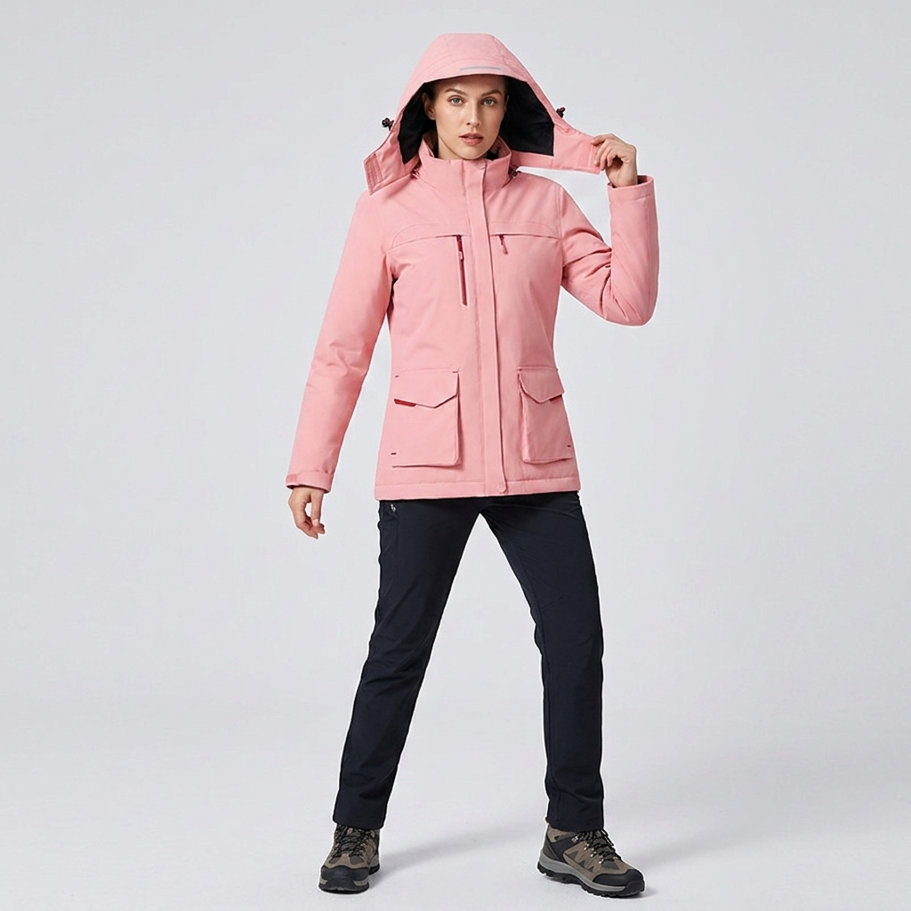 Women's Hooded Heated Jacket with USB Power & Pockets | Full Zip