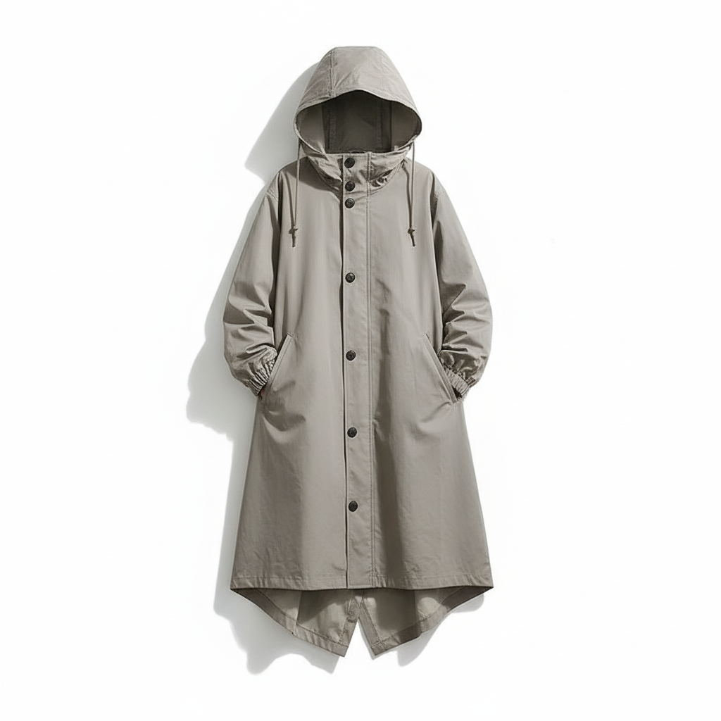 Women's Hooded Long Casual Jacket with Button & Pockets | Outdoor