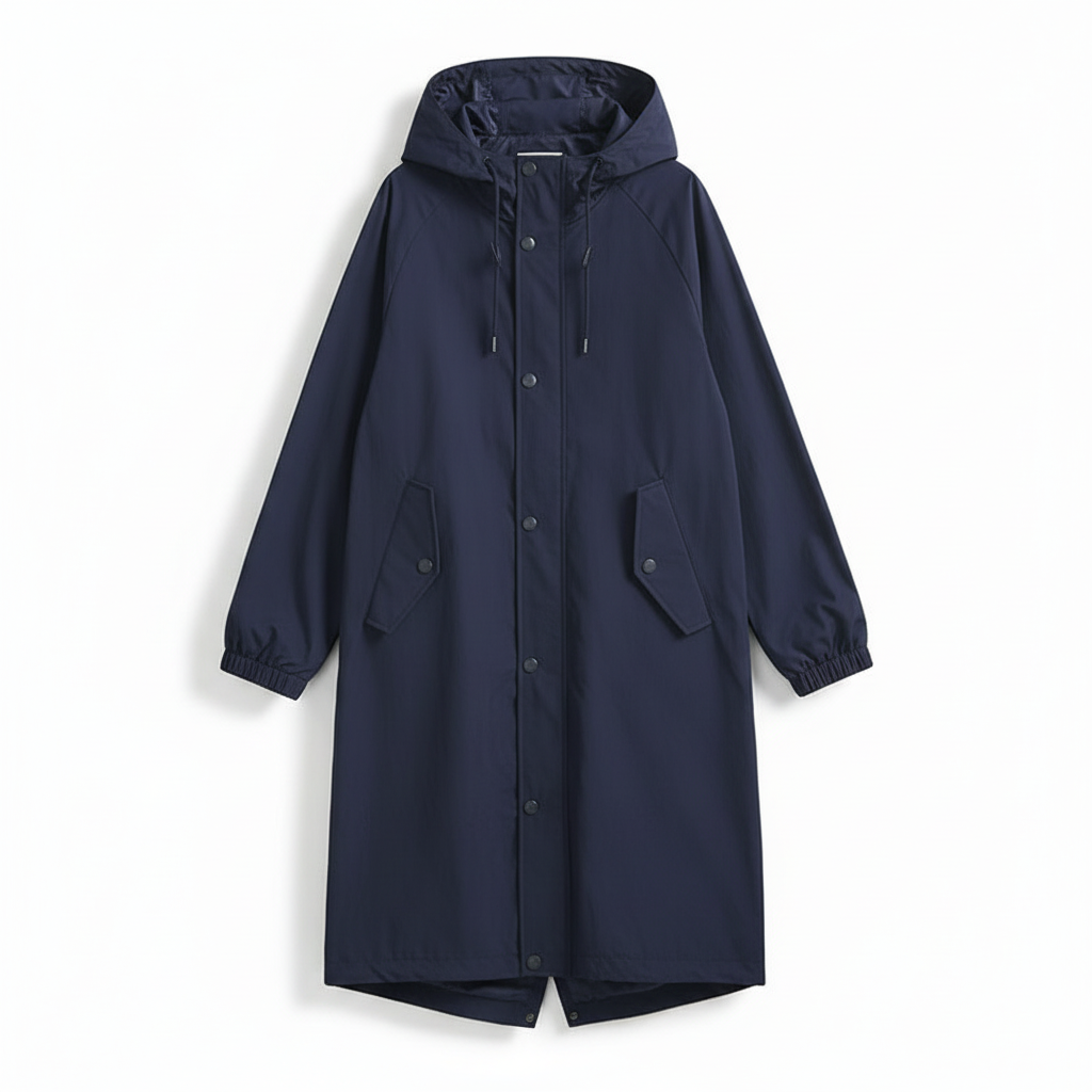 Women's Hooded Long Casual Jacket with Button & Pockets | Outdoor