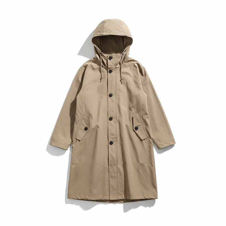 Women's Hooded Long Casual Jacket with Button & Pockets | Outdoor