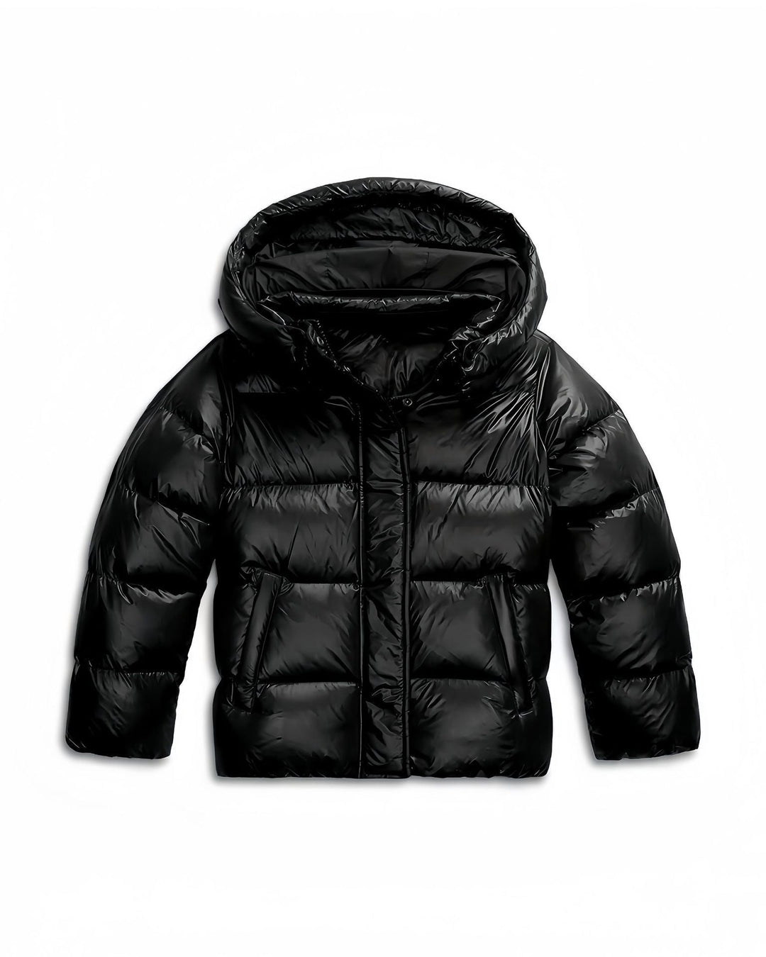 Women's Hooded Puffer Jacket with Zip Front & Quilted | Cropped