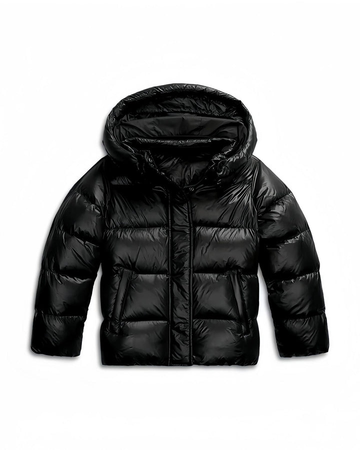 Women's Hooded Puffer Jacket with Zip Front & Quilted | Cropped
