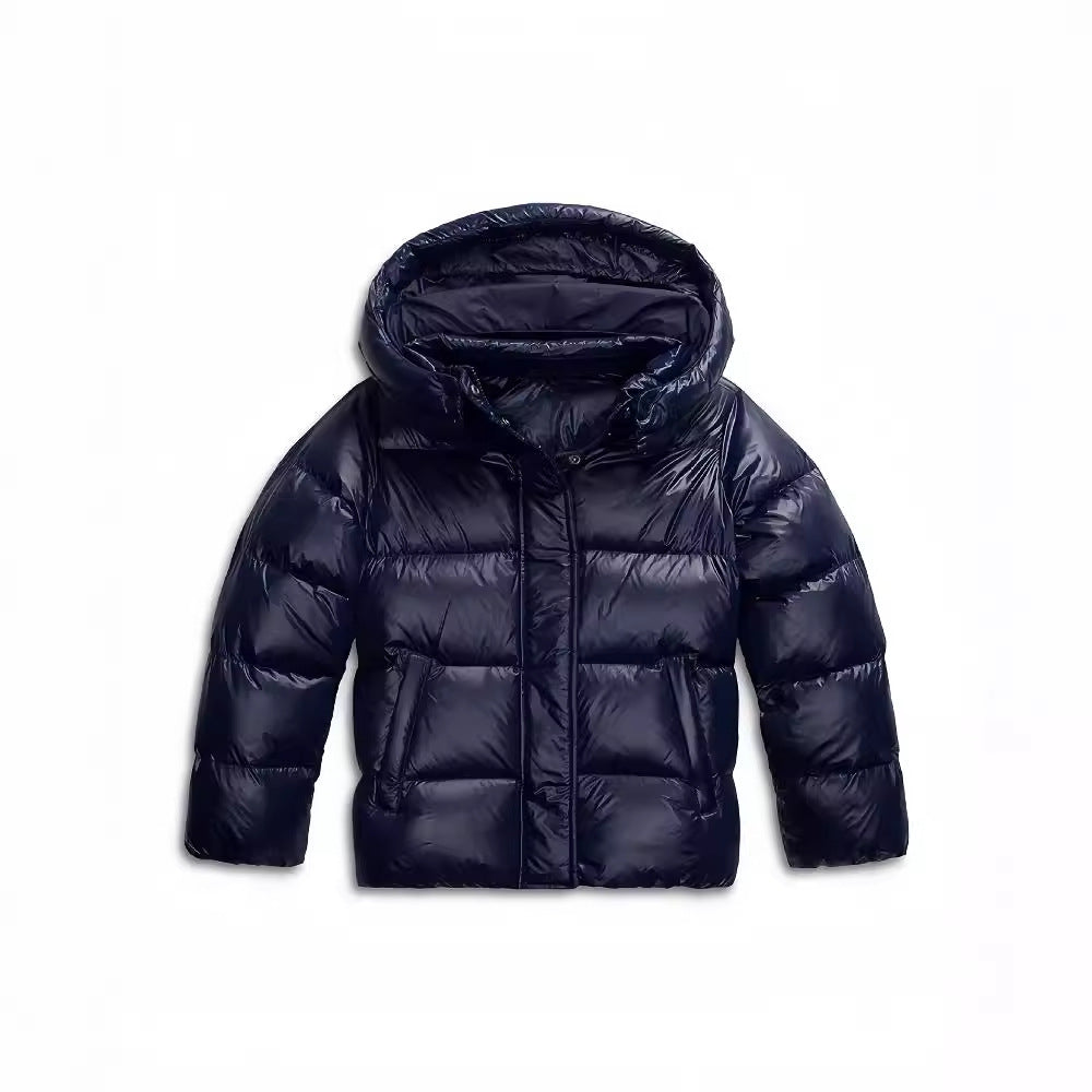 Women's Hooded Puffer Jacket with Zip Front & Quilted | Cropped