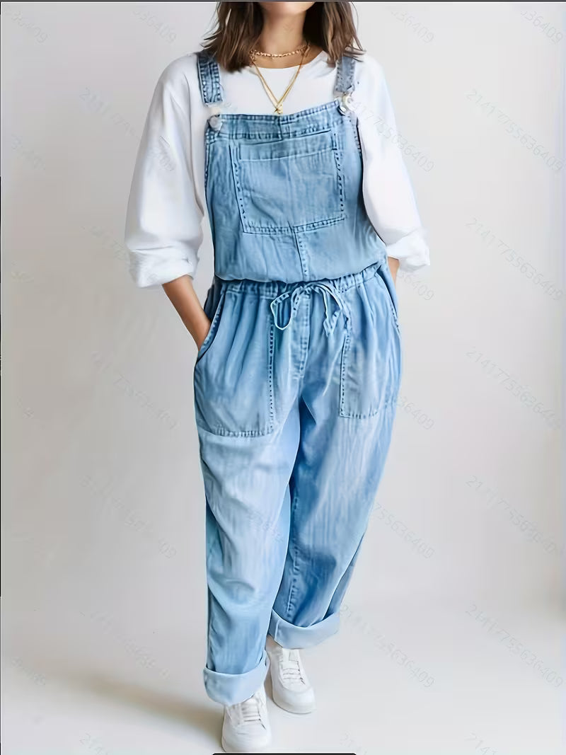 Women's Jumpsuit with Bib Pockets & Drawstring Waist | Wide Leg