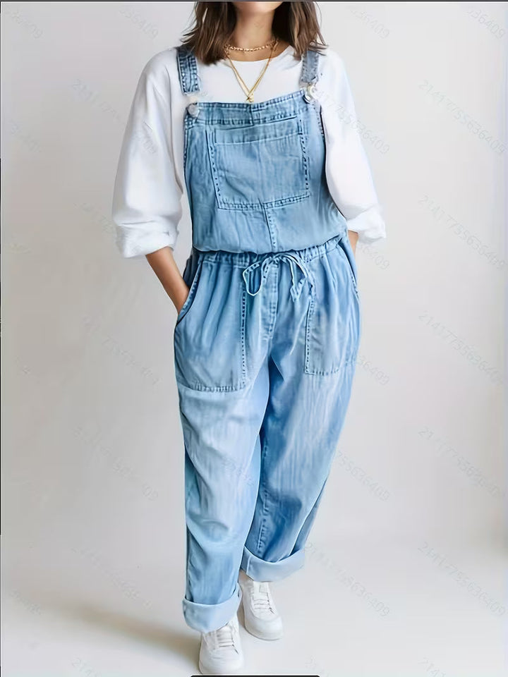 Women's Jumpsuit with Bib Pockets & Drawstring Waist | Wide Leg