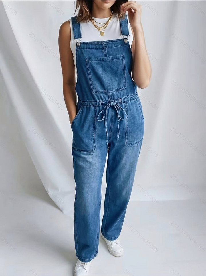 Women's Jumpsuit with Bib Pockets & Drawstring Waist | Wide Leg