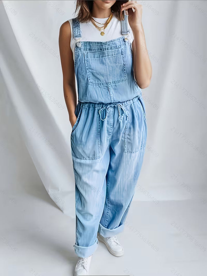 Women's Jumpsuit with Bib Pockets & Drawstring Waist | Wide Leg