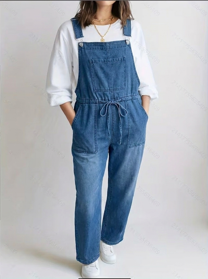Women's Jumpsuit with Bib Pockets & Drawstring Waist | Wide Leg
