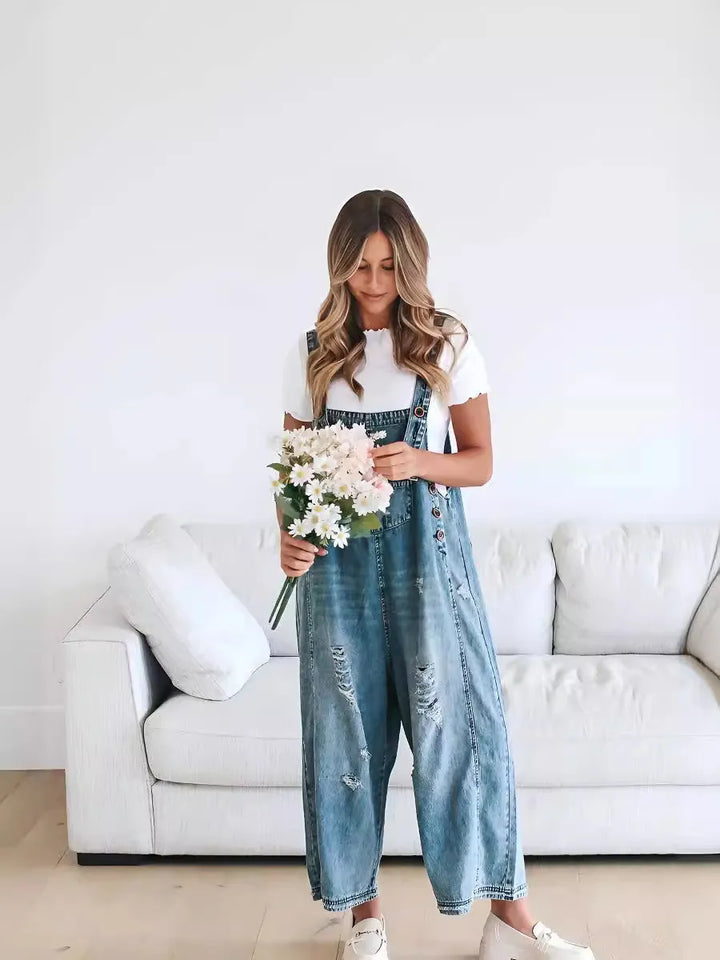 Women's Jumpsuit with Bib Pockets & Straps | Wide Leg