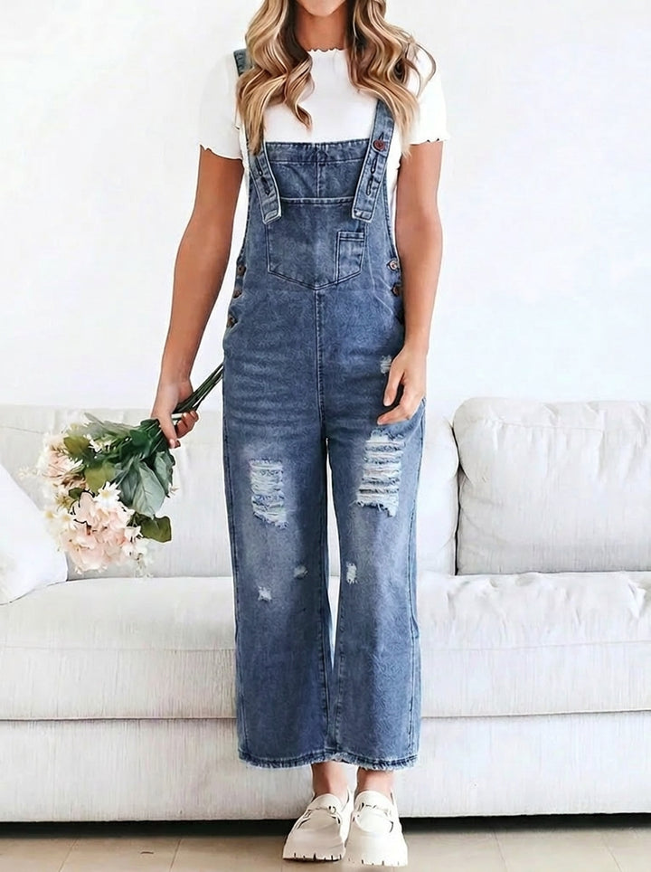 Women's Jumpsuit with Bib Pockets & Straps | Wide Leg