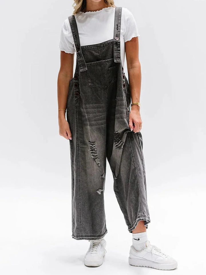 Women's Jumpsuit with Bib Pockets & Straps | Wide Leg