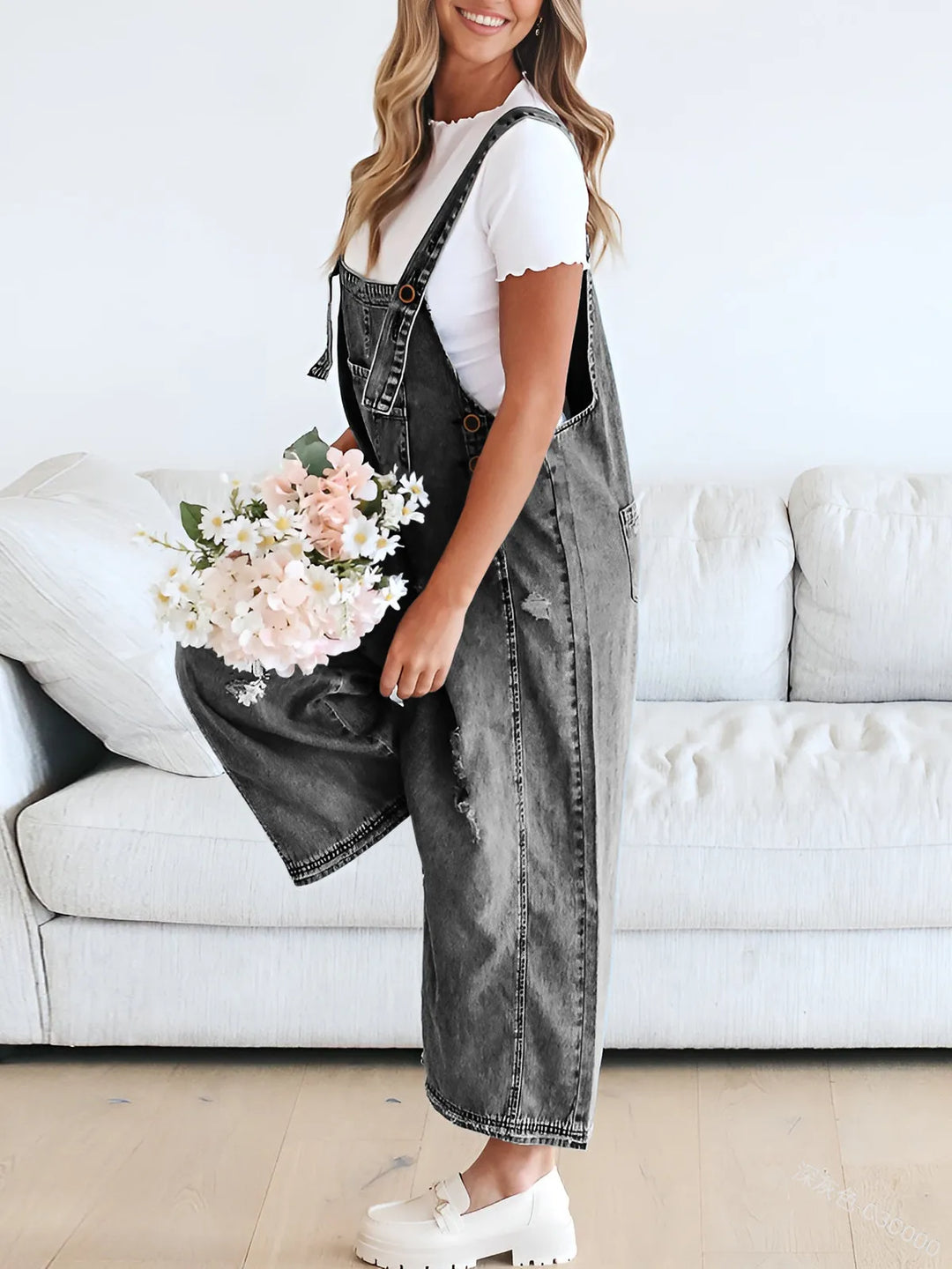 Women's Jumpsuit with Bib Pockets & Straps | Wide Leg