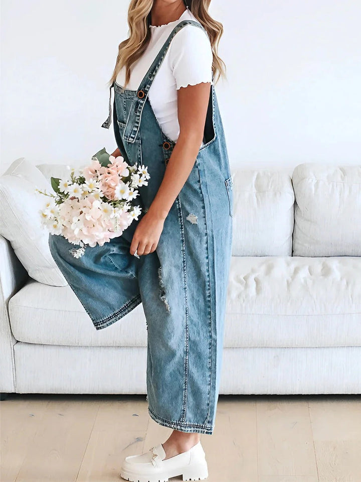 Women's Jumpsuit with Bib Pockets & Straps | Wide Leg