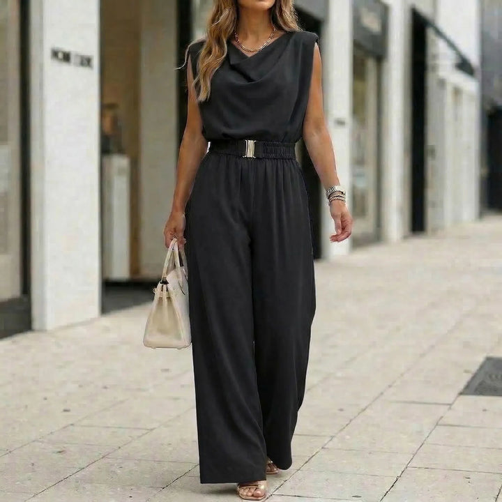 Women's Jumpsuit with Cowl Neck & Belted Waist | Formal