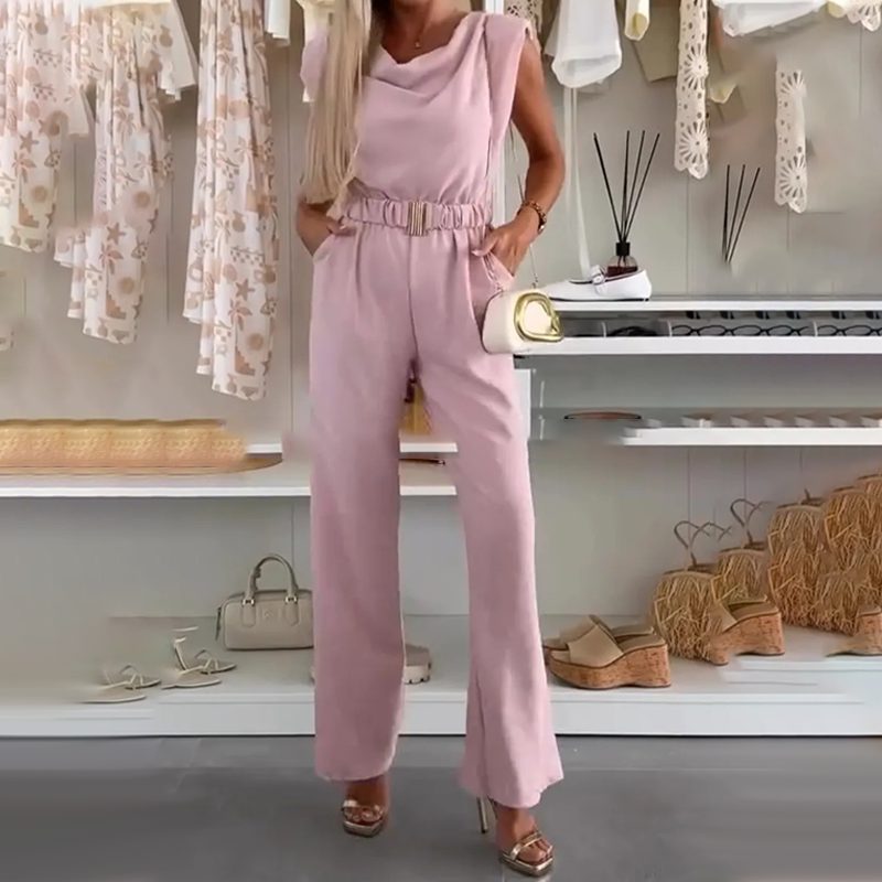 Women's Jumpsuit with Cowl Neck & Belted Waist | Formal