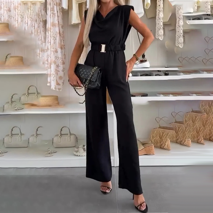 Women's Jumpsuit with Cowl Neck & Belted Waist | Formal