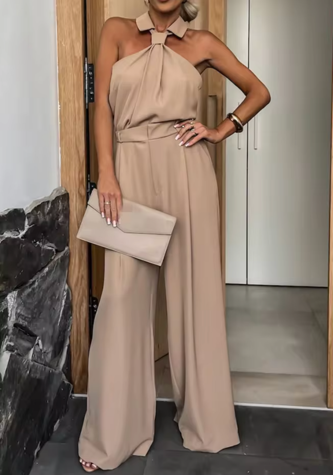 Women's Jumpsuit with Halter Neck & Wide Leg | Formal