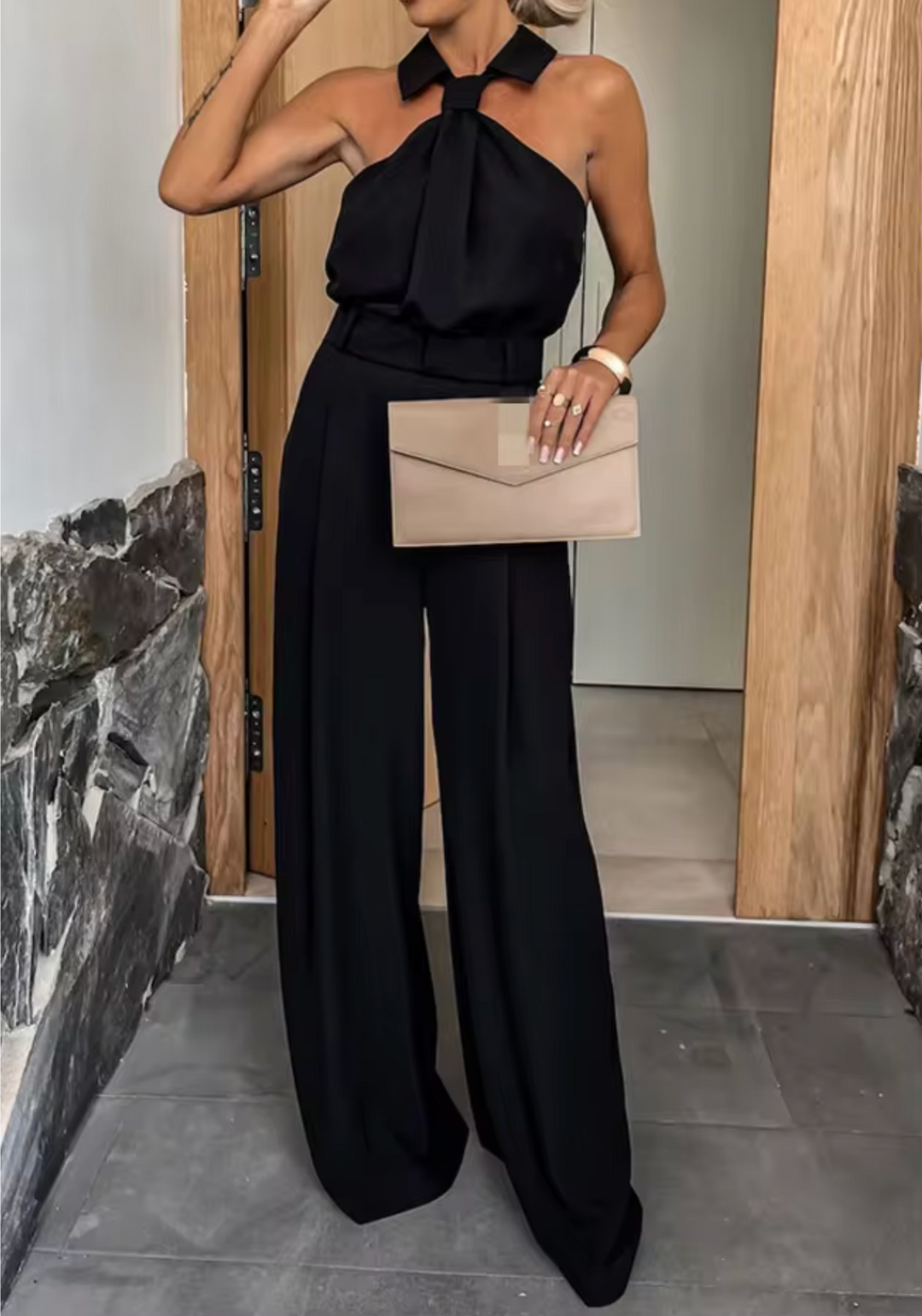 Women's Jumpsuit with Halter Neck & Wide Leg | Formal