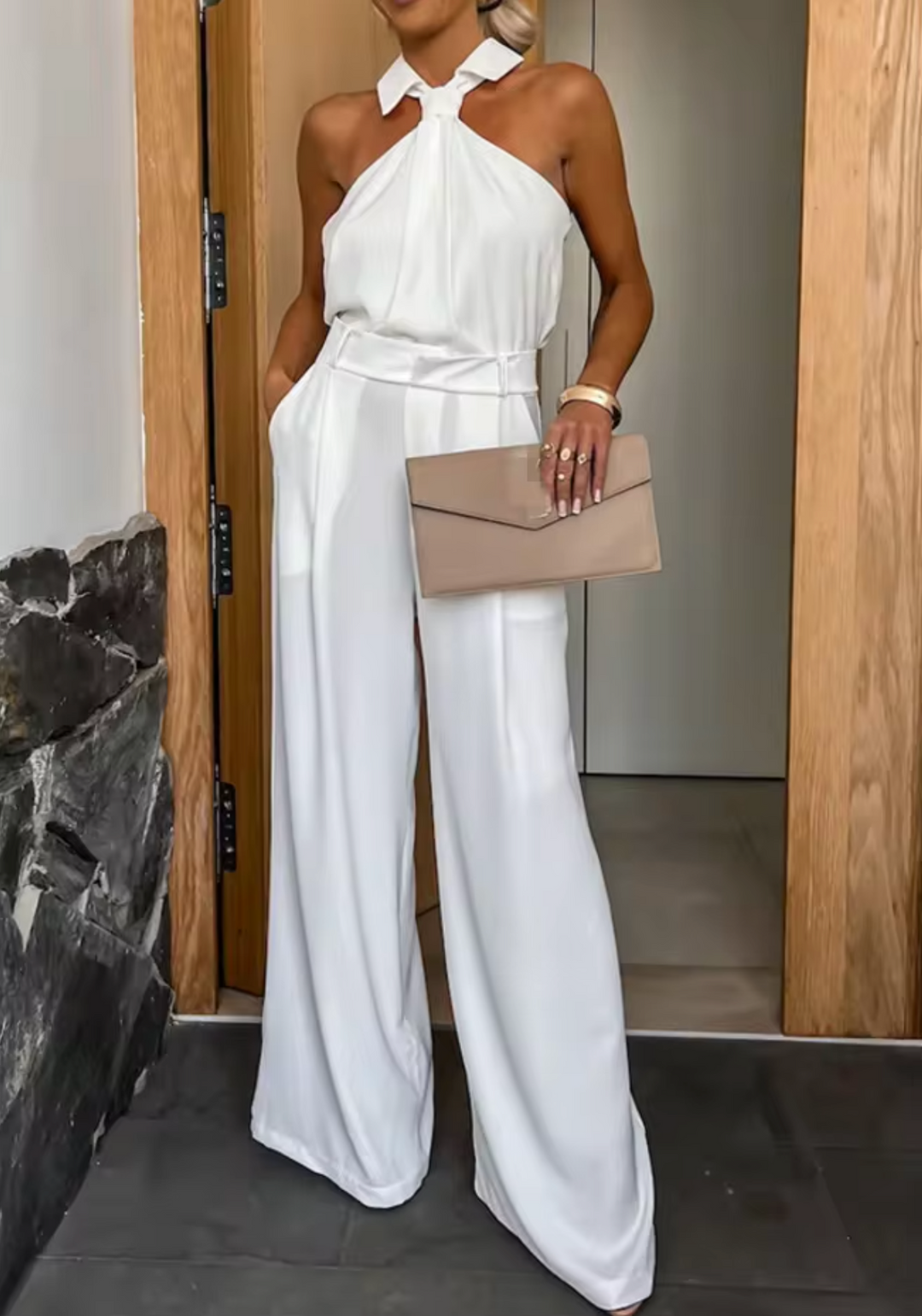 Women's Jumpsuit with Halter Neck & Wide Leg | Formal