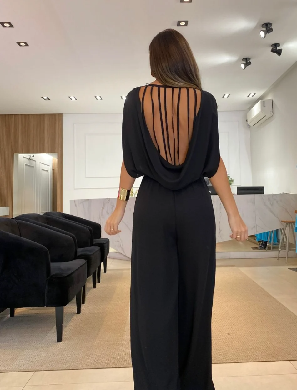 Women's Jumpsuit with Strappy Open Back | Wide Leg