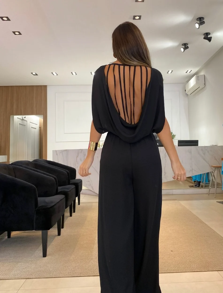 Women's Jumpsuit with Strappy Open Back | Wide Leg