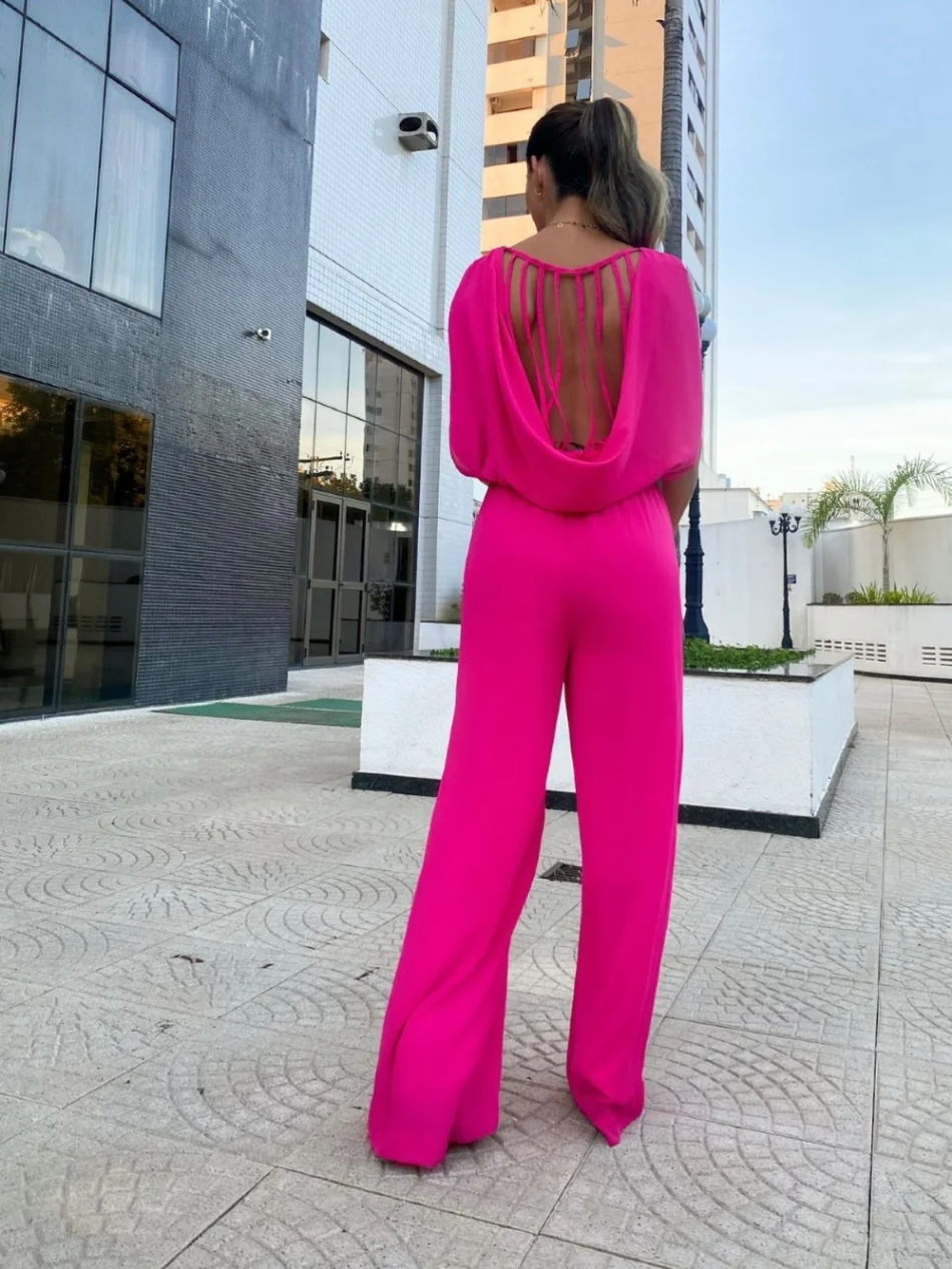 Women's Jumpsuit with Strappy Open Back | Wide Leg