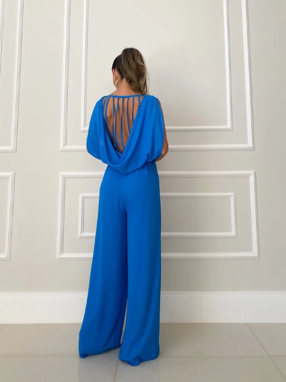 Women's Jumpsuit with Strappy Open Back | Wide Leg