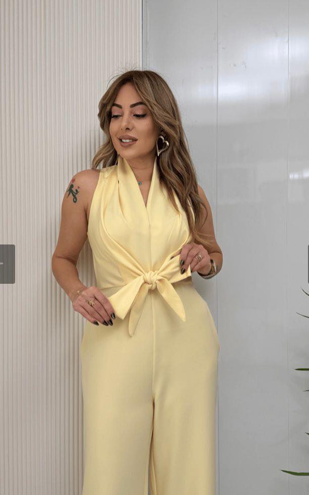 Women's Jumpsuit with Tie Front & V-Neck | Formal