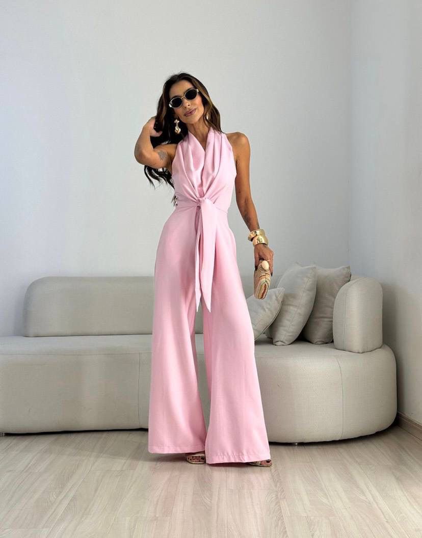 Women's Jumpsuit with Tie Front & V-Neck | Formal