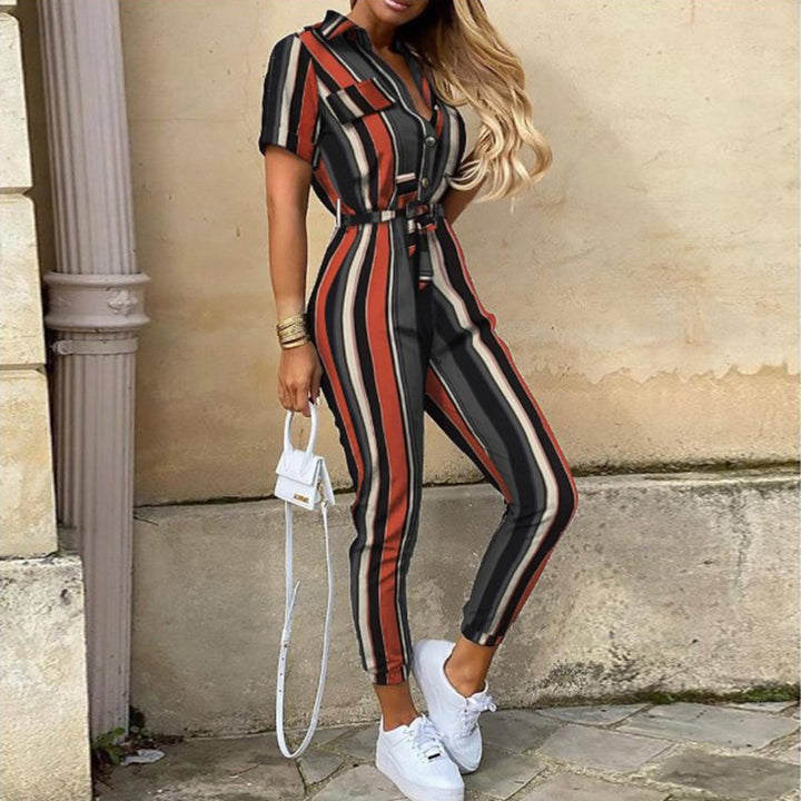 Women’s Jumpsuits with Button Front & Tie Waist | Short Sleeve