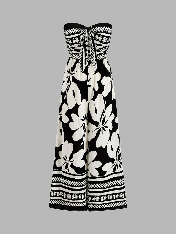 Women’s Jumpsuits with Floral Print & Strapless | Wide Leg
