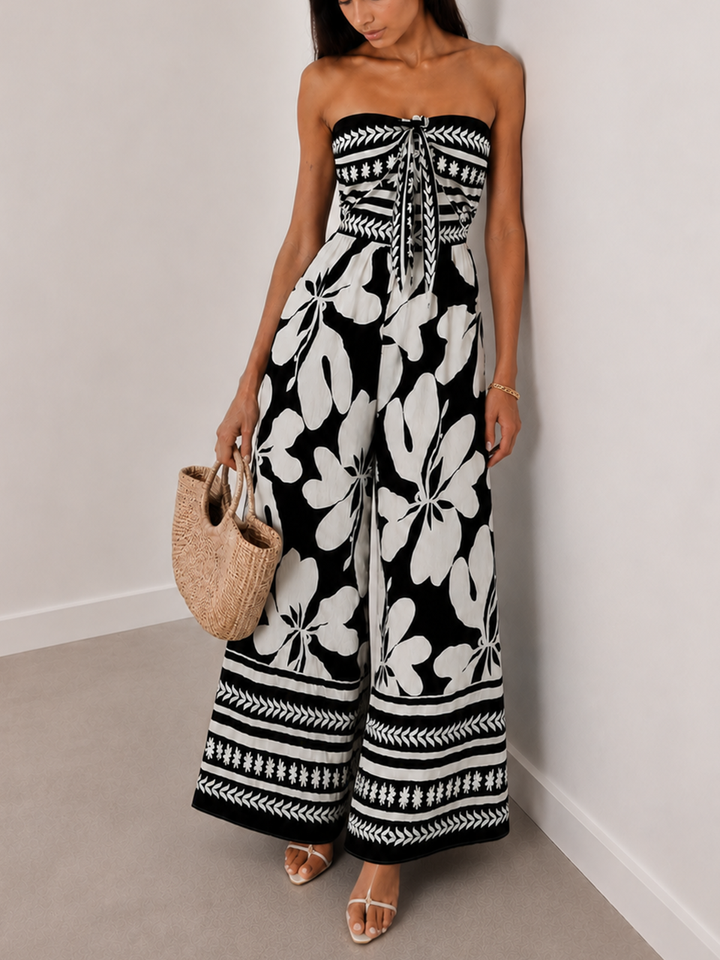 Women’s Jumpsuits with Floral Print & Strapless | Wide Leg