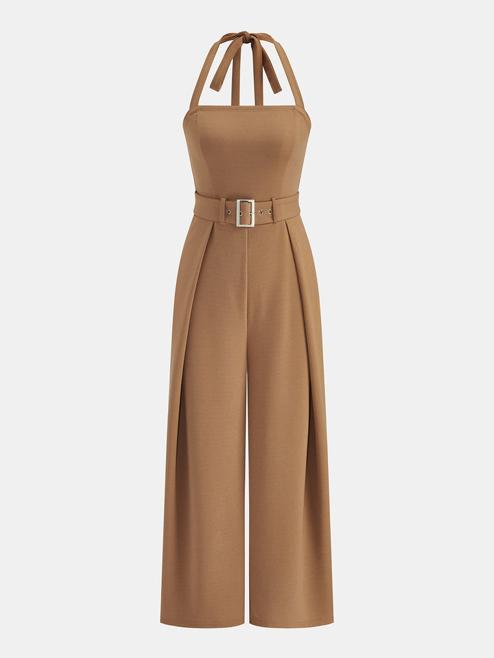 Women’s Jumpsuits with Halter Neck & Belted Waist | Wide Leg