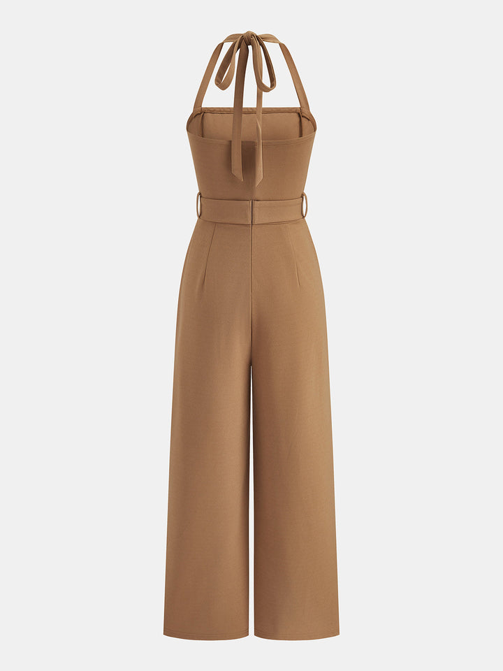 Women’s Jumpsuits with Halter Neck & Belted Waist | Wide Leg