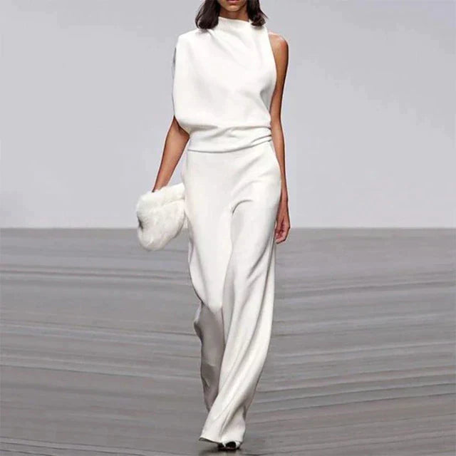 Women’s Jumpsuits with Mock Neck & Wide Leg | One Shoulder