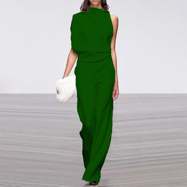 Women’s Jumpsuits with Mock Neck & Wide Leg | One Shoulder