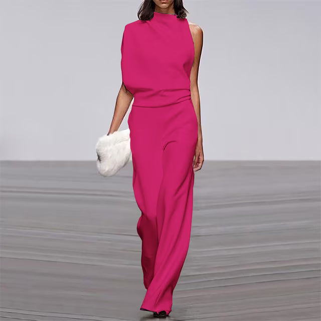 Women’s Jumpsuits with Mock Neck & Wide Leg | One Shoulder
