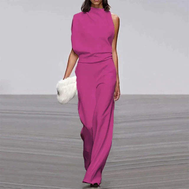 Women’s Jumpsuits with Mock Neck & Wide Leg | One Shoulder