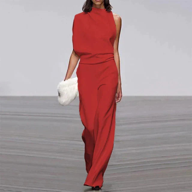 Women’s Jumpsuits with Mock Neck & Wide Leg | One Shoulder