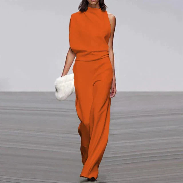 Women’s Jumpsuits with Mock Neck & Wide Leg | One Shoulder